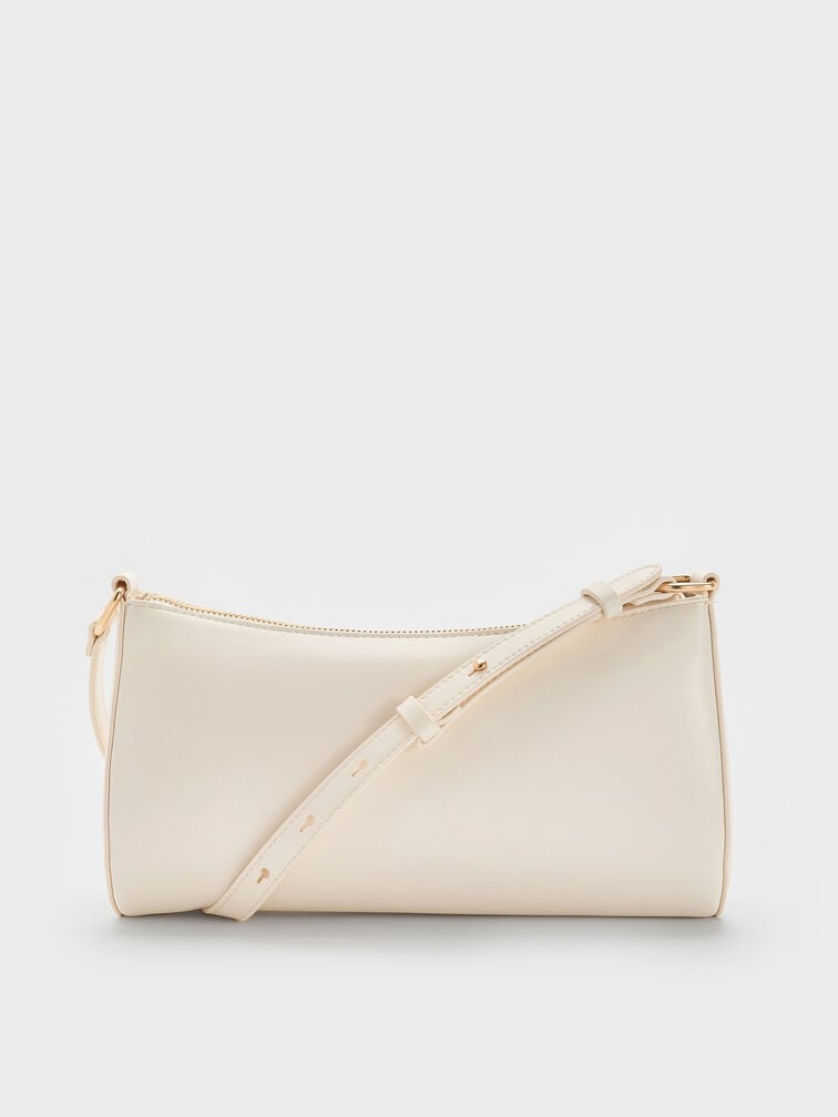 Augustine Sculptural-Detail Shoulder Bag, Cream, hi-res