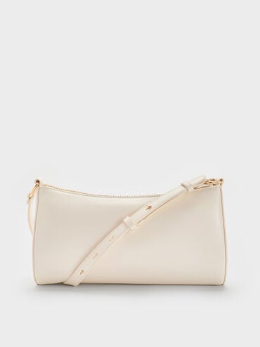 Augustine Sculptural-Detail Shoulder Bag, Cream, hi-res