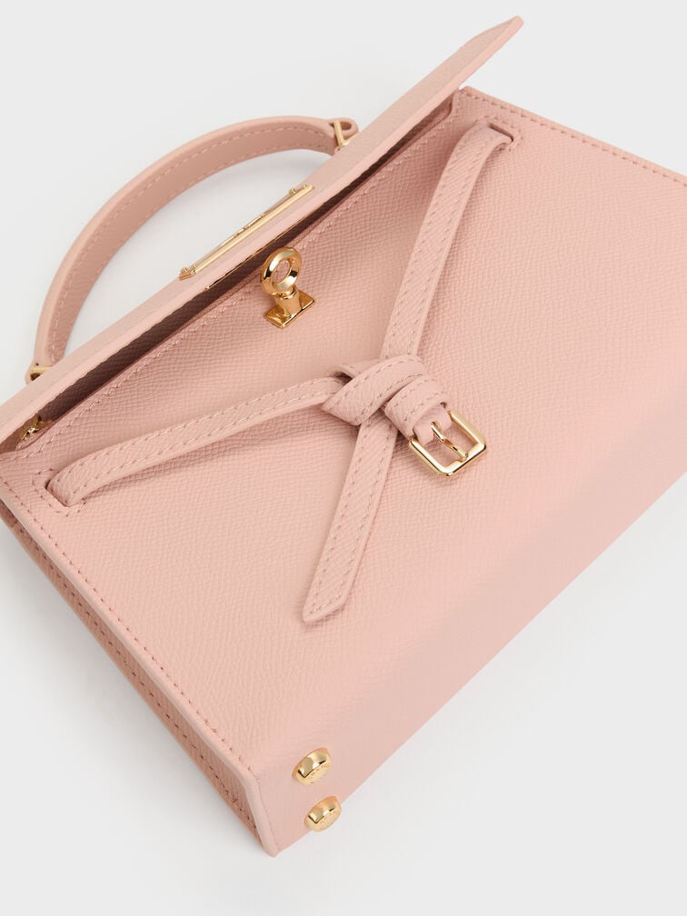 Tas Top Handle Knotted-Belt Tricha, Pink, hi-res