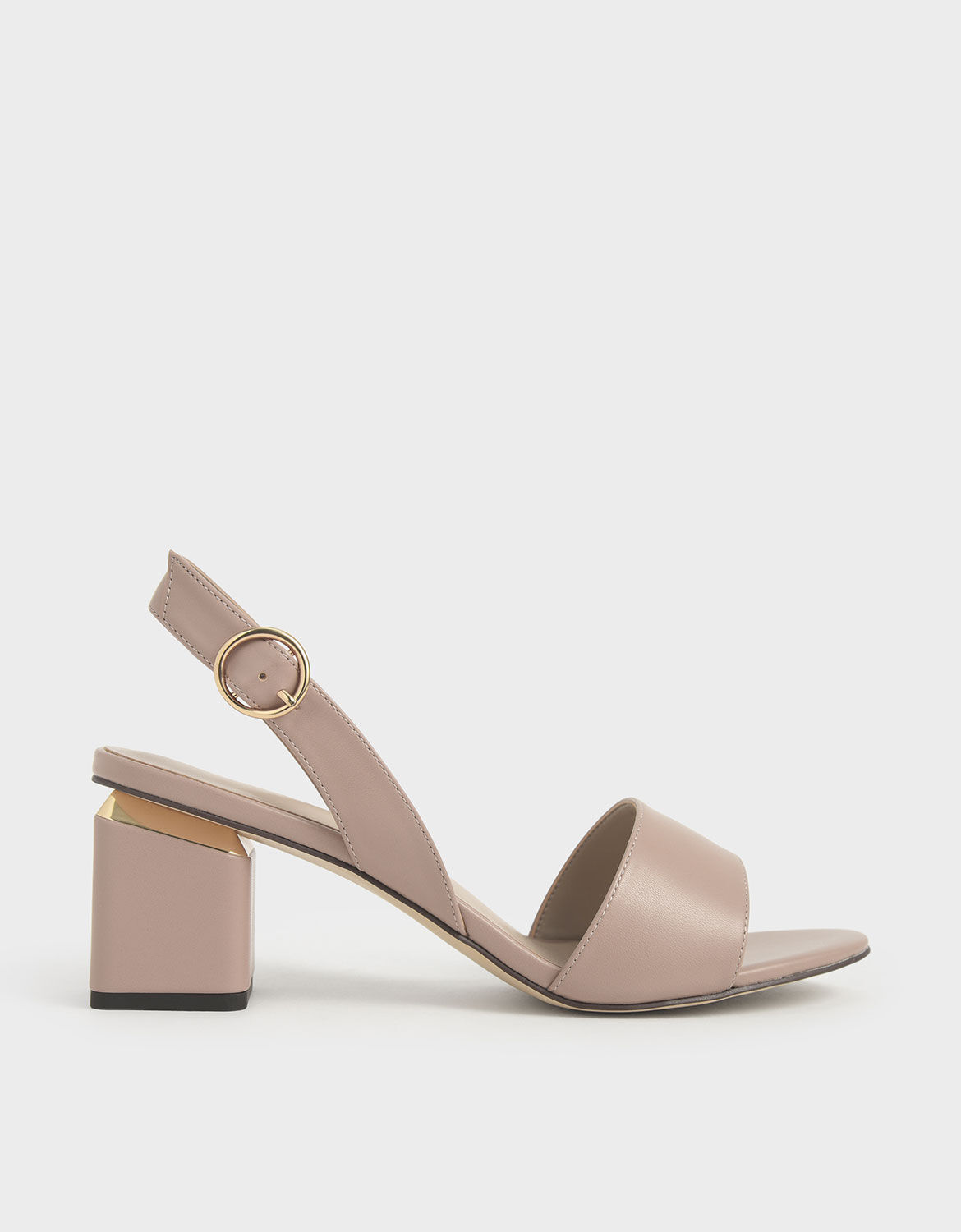 Taupe Slingback Block Heels - CHARLES
