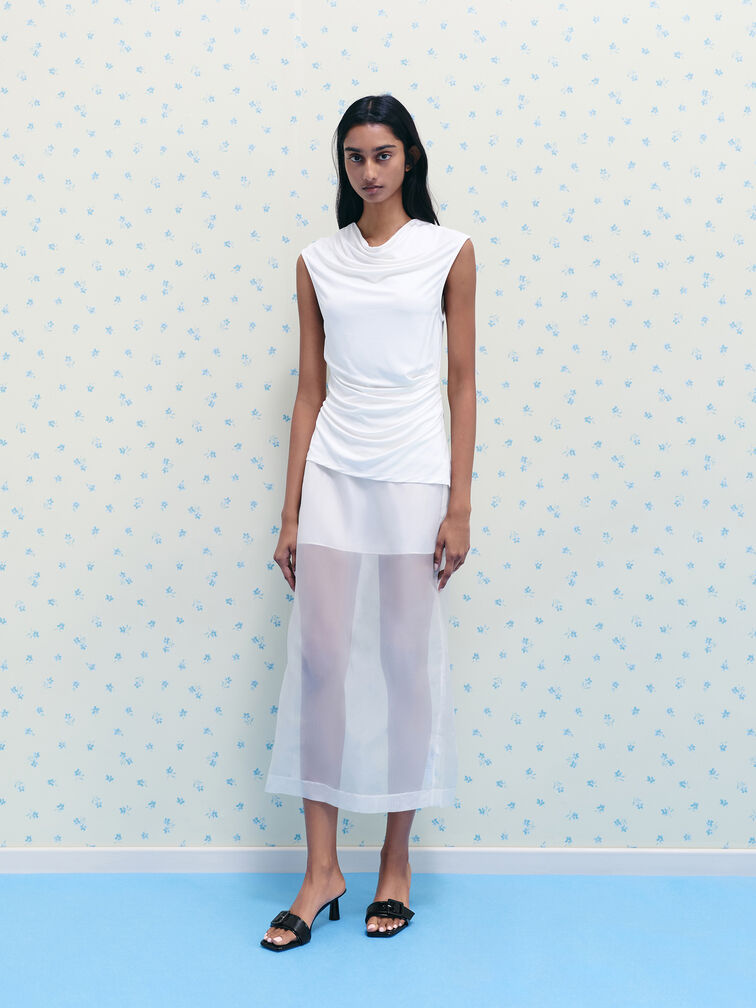 Sepatu Mules Heeld Buckle Strap Patent, Black Patent, hi-res