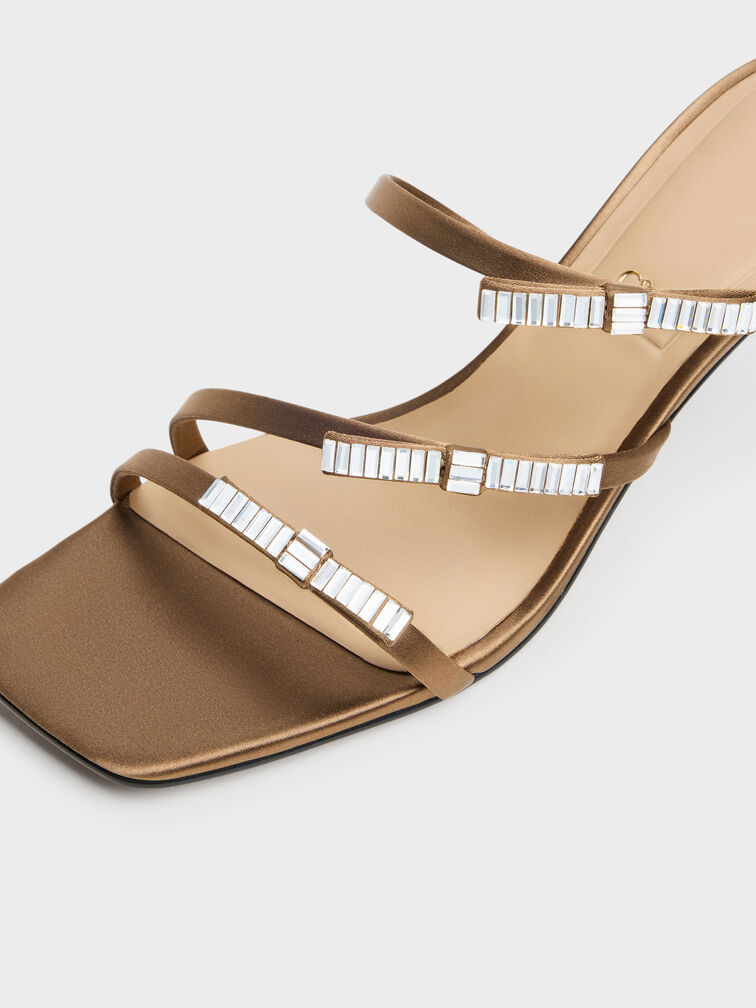 Jessy Gem-Bow Heeled Sandals, Brown, hi-res