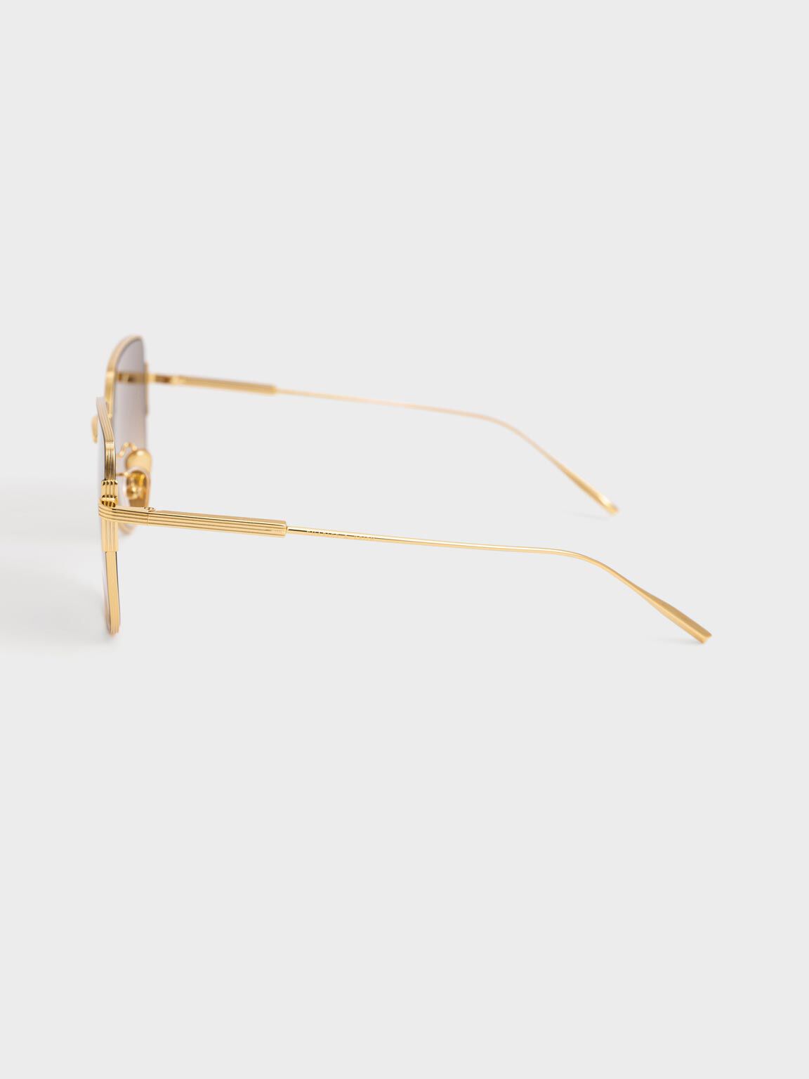 Kacamata Wire Frame Gradient-Tint Butterfly, Black, hi-res