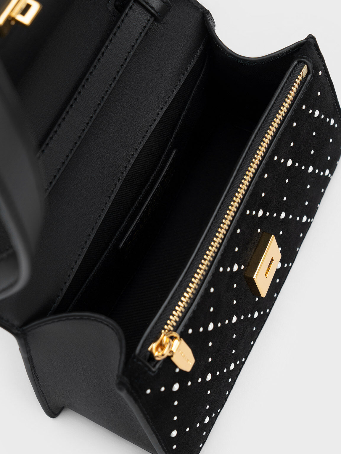 Bead & Crystal-Embellished Top Handle Bag, Black, hi-res