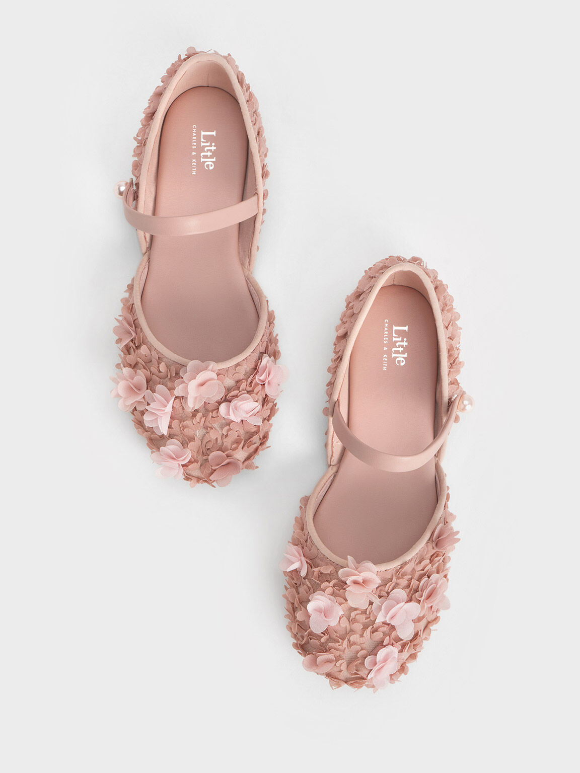 Sepatu Ballerinas Girls' Floral Mesh, Blush, hi-res
