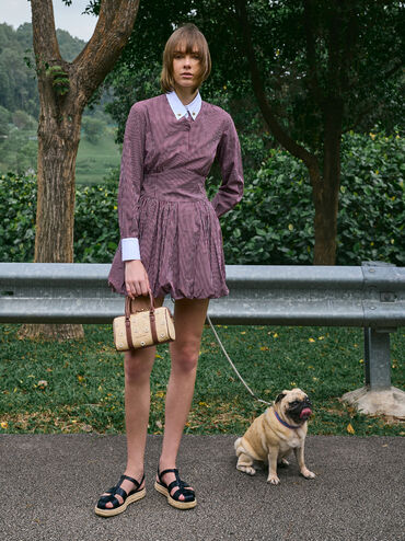 Philomena Raffia Flower Bowling Bag, Beige, hi-res