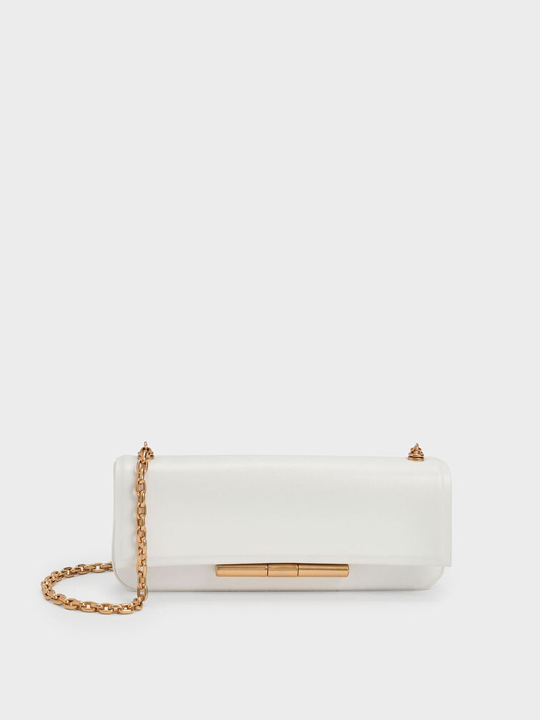 Cesia Chain Strap Bag, White, hi-res