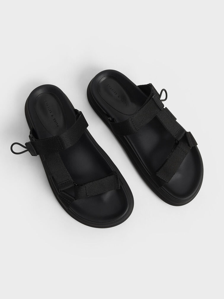 Sandal Sport Polyester Velcro Strap, Black, hi-res