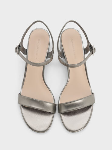 Sandal Ankle-Strap Block-Heel Snake-Print Alec, Pewter, hi-res