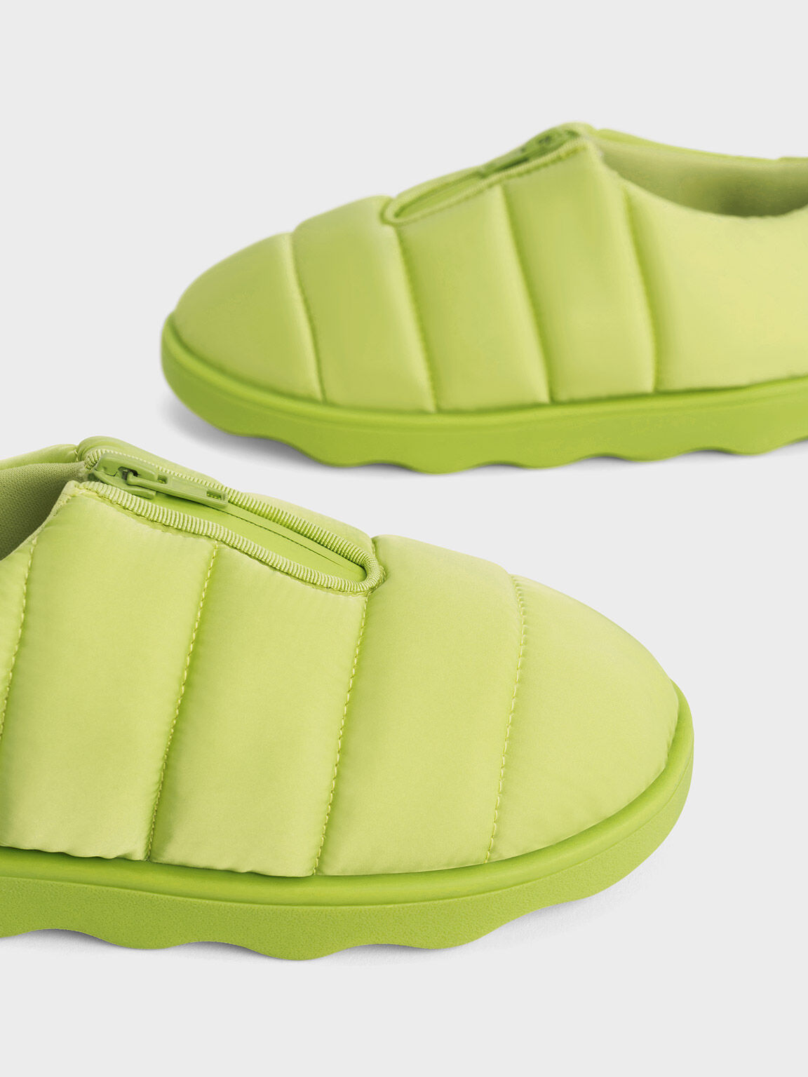 Sepatu Loafers Girls' Puffy Nylon Panelled, Lime, hi-res