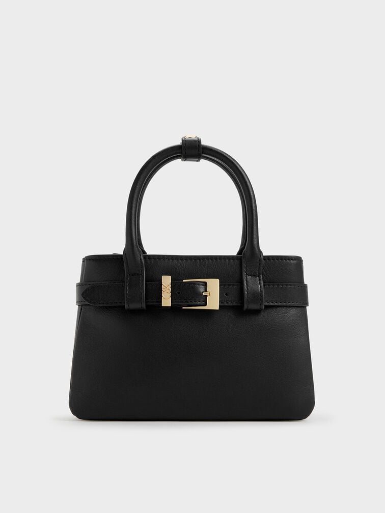 Tas Tote Belted Jody Leather, Black, hi-res