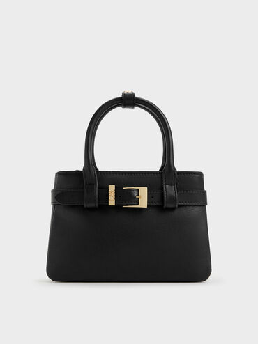 Tas Tote Belted Jody Leather, Black, hi-res