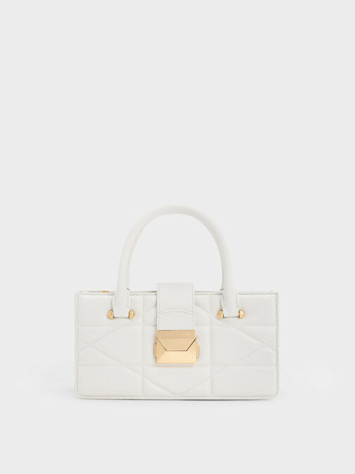Tas Top Handle Blanche Quitled, White, hi-res