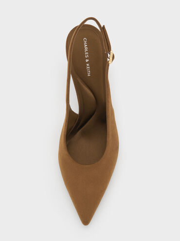 Sepatu Pumps Slingback Faux Suede Emelia, Camel, hi-res