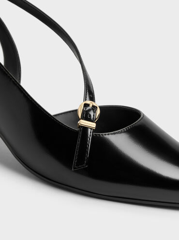Sepatu Pumps Slingback D'Orsay Asimetris, Black Box, hi-res
