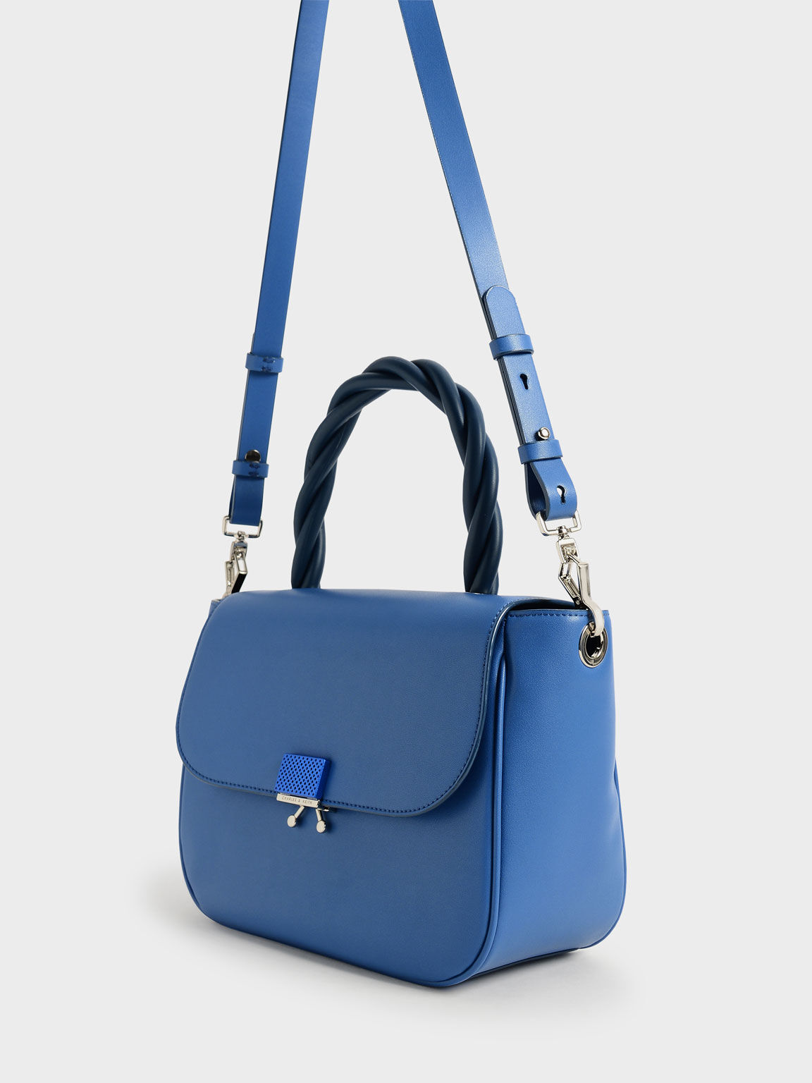 Twisty Top Handle Bag, Blue, hi-res