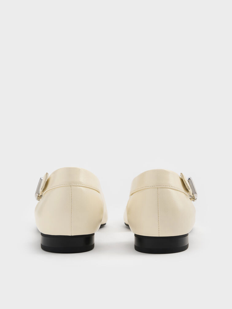 Buckled Cut-Out Ballet Flats, Chalk, hi-res