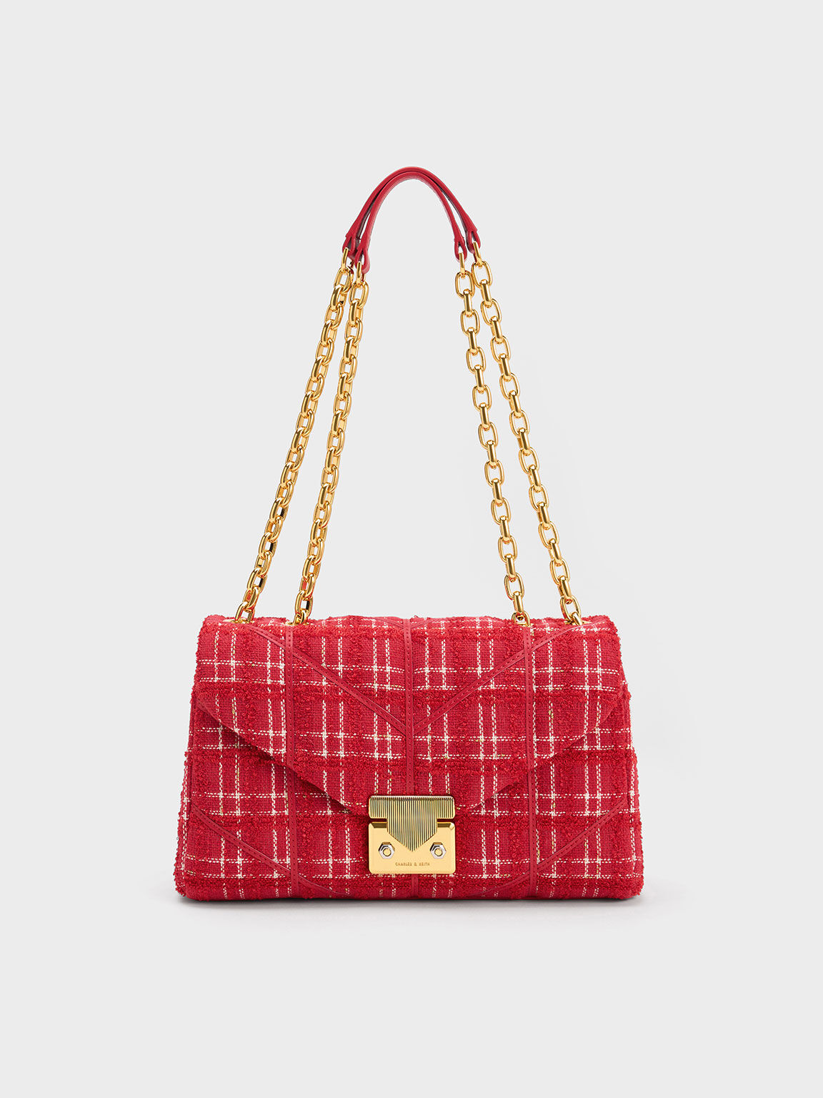 Eudora Tweed Trapeze Bag, Red, hi-res