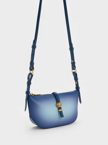 Tas Trudy Ombre Belted Geometric, Navy, hi-res