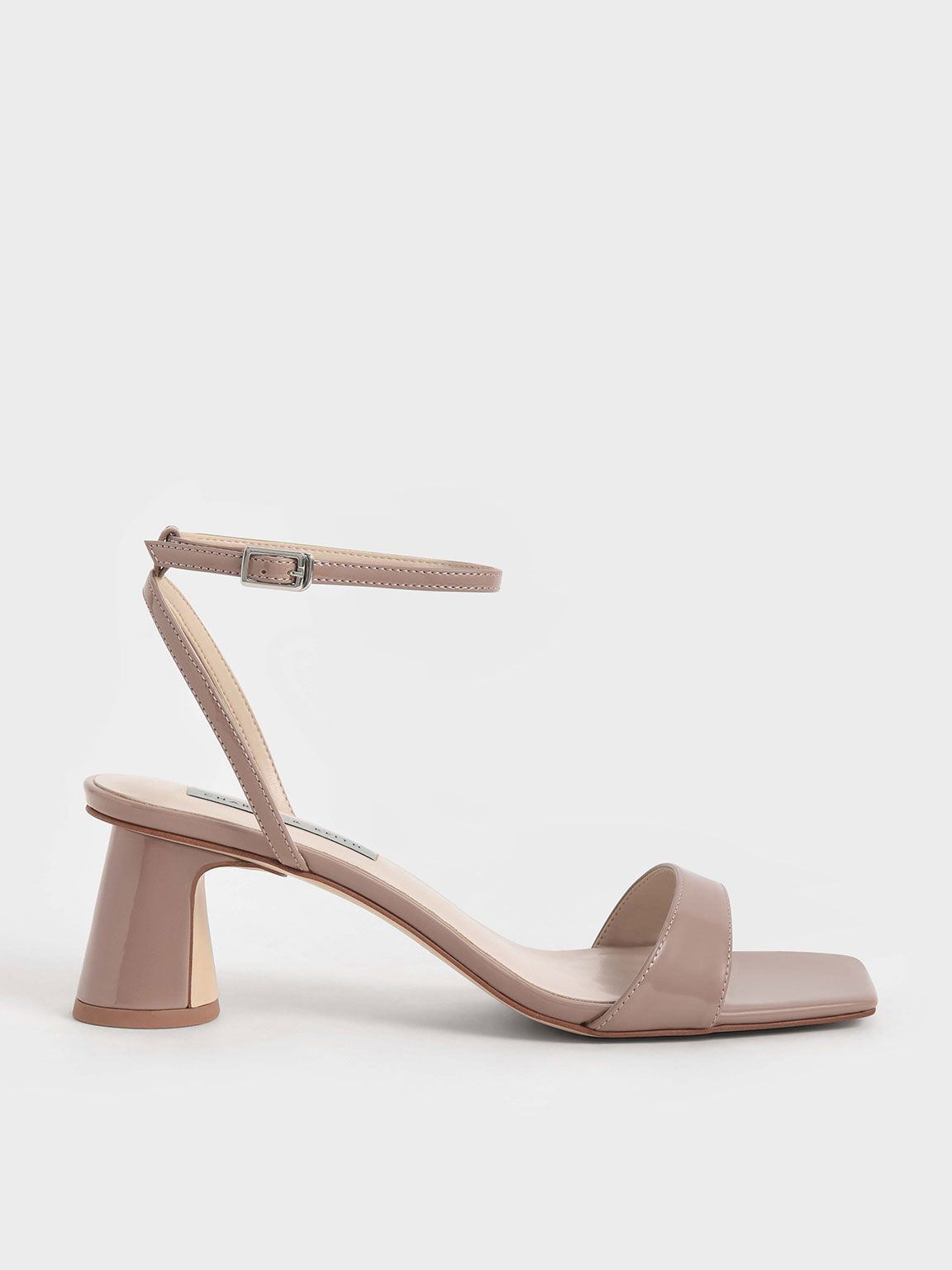Sandal Cylindrical Heel Patent Ankle-Strap, Nude, hi-res