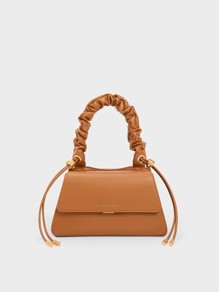 Tas Trapeze Cosette Ruched-Handle, Chocolate, hi-res