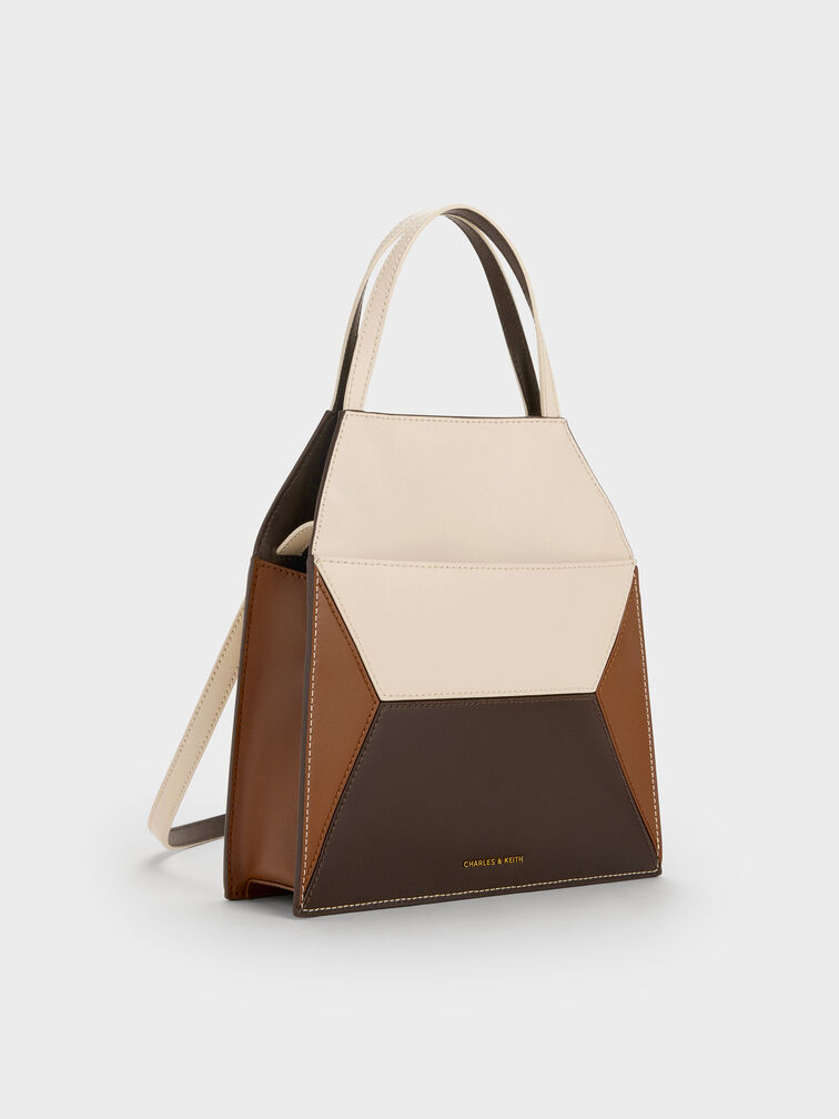 Tas Tote Geometric Nasrin Colourblock, Multi Brown, hi-res