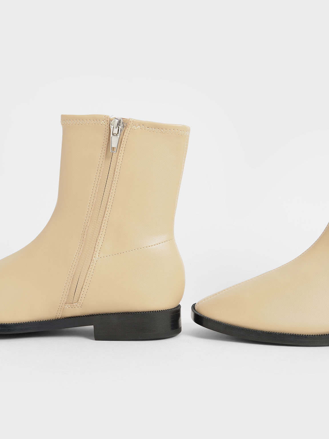 Sepatu Ankle Boots Girl's Zip-Up, Sand, hi-res