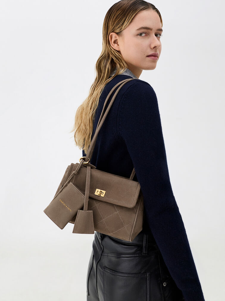 Tas Tote Quilted Apfra, Stone Grey, hi-res