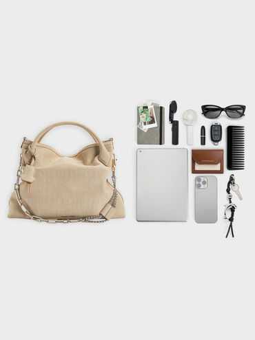 Tas Tote Chain Delfina, Dusted Oat, hi-res