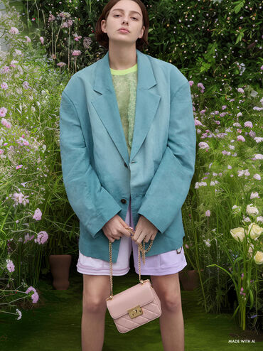 Tas Chain-Handle Quilted Alva, Light Pink, hi-res