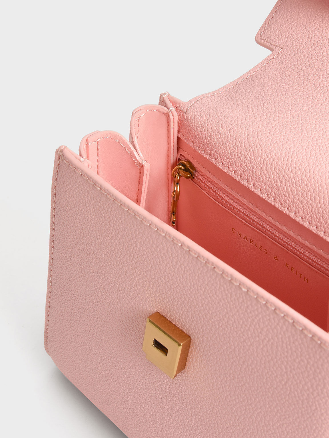 Geometric Top Handle Chain-Link Bag, Light Pink, hi-res