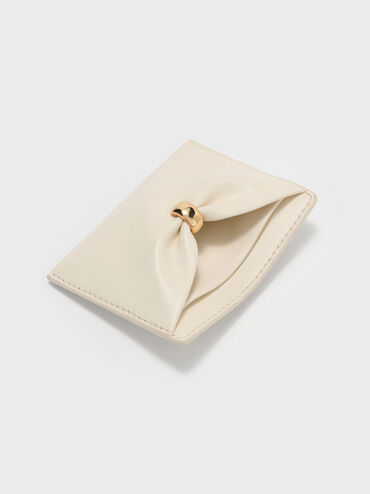 Card Holder Halsey Ruched, Cream, hi-res