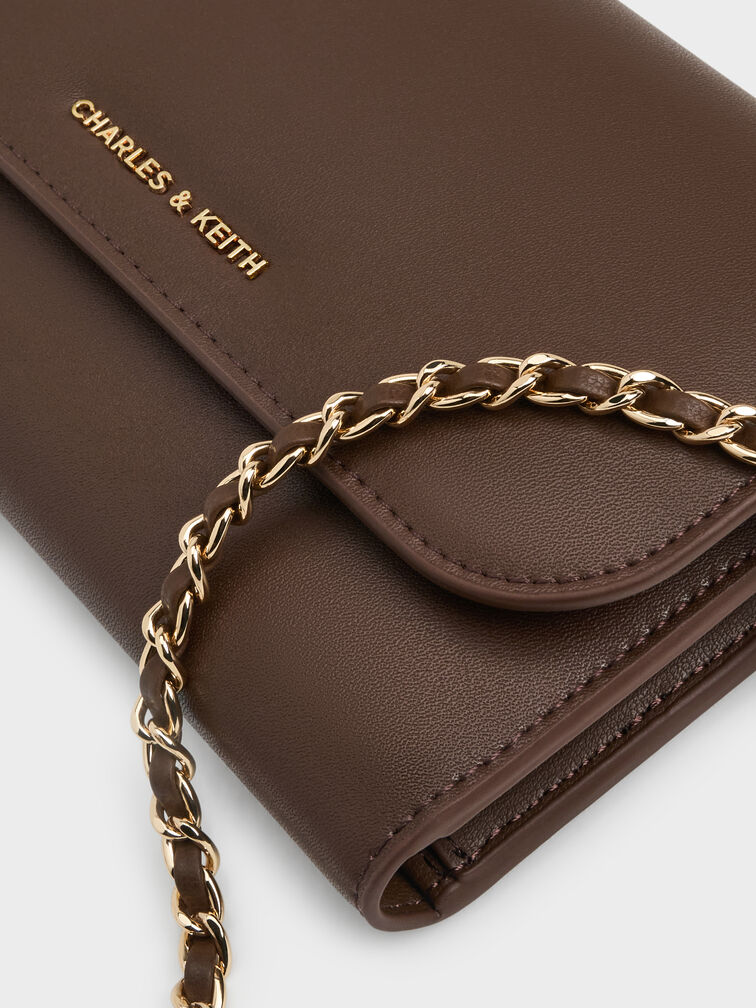 Dompet Panjang Front Flap Octavia, Dark Brown, hi-res
