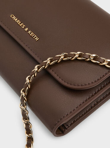 Dompet Panjang Front Flap Octavia, Dark Brown, hi-res
