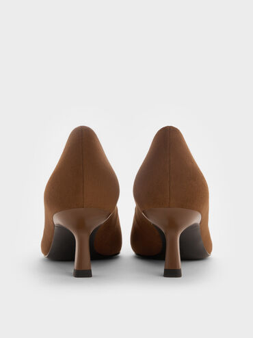 Sepatu Pumps Kitten Heel Pointed Emmy Textured, Cognac, hi-res