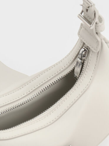 Tas Bahu Belted Metallic Accent Trice, Chalk, hi-res