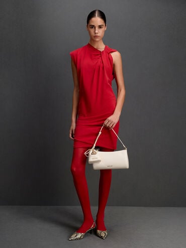 Augustine Sculptural-Detail Shoulder Bag, Cream, hi-res