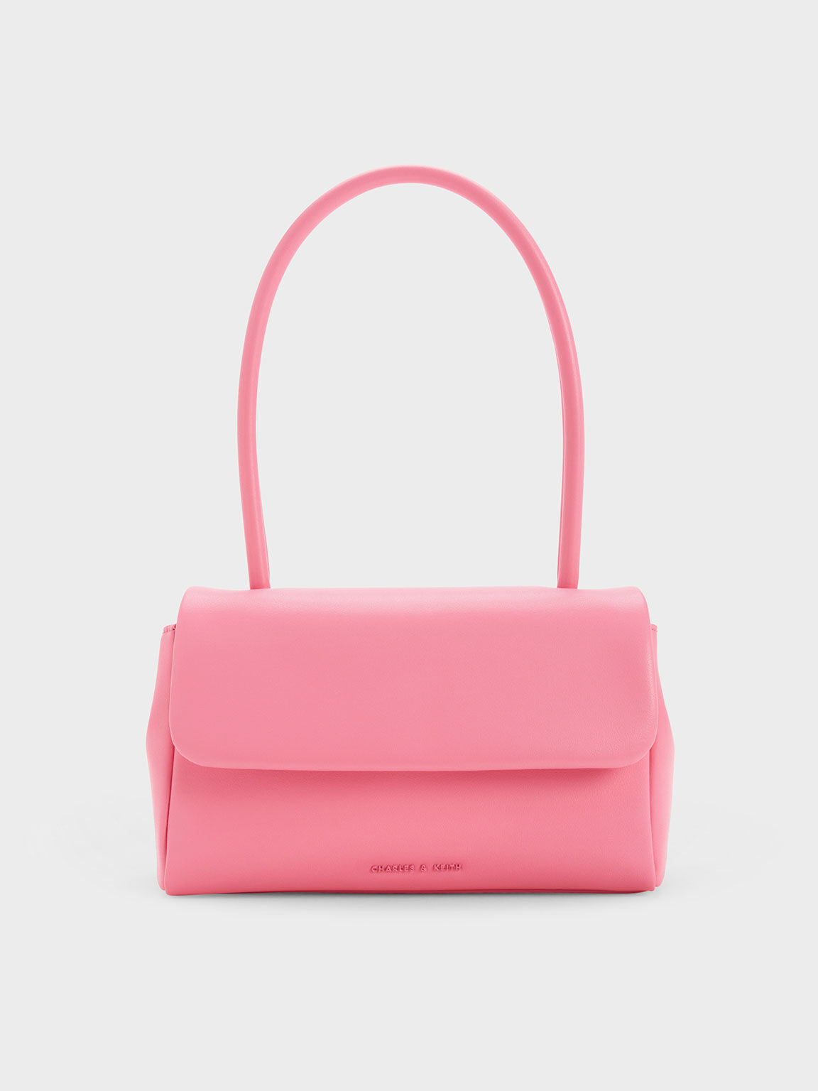 Curved Handle Shoulder Bag, Pink, hi-res