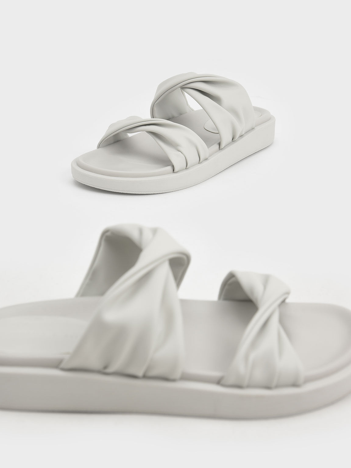 Sandal Slide Twist Strap Padded, White, hi-res