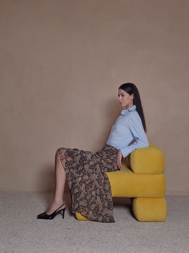 Sepatu Pumps Stiletto Slingback Leather, Black Box, hi-res