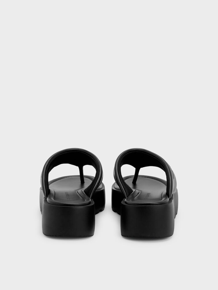 Sandal Thong Flatform V-Strap, Black, hi-res