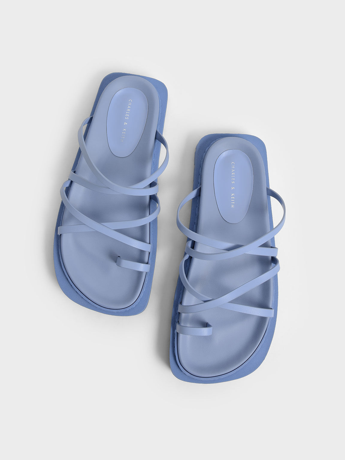 Sandal Strappy Cleated Sole, Blue, hi-res