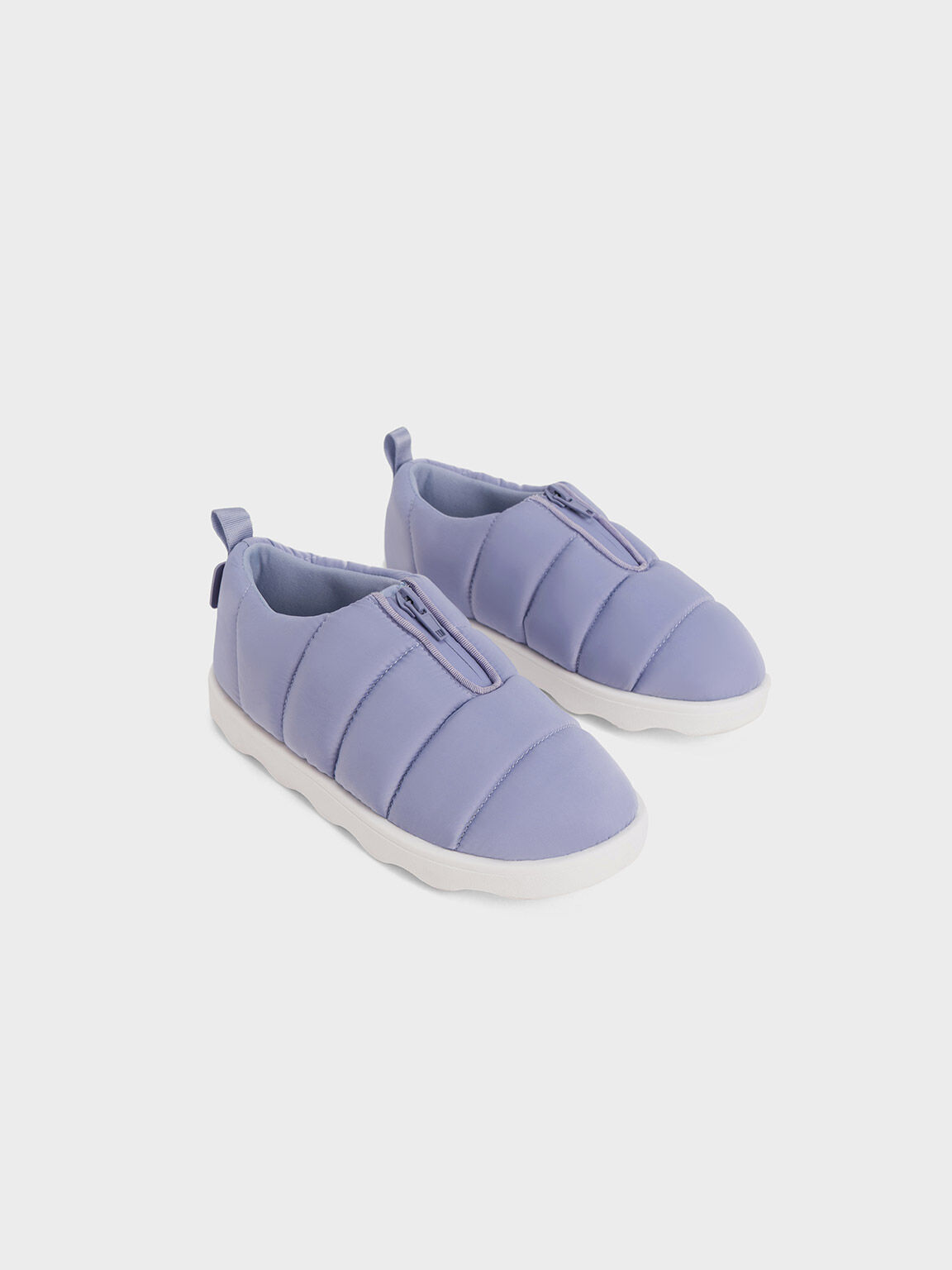 Sepatu Loafers Girls' Puffy Nylon Panelled, Lilac, hi-res
