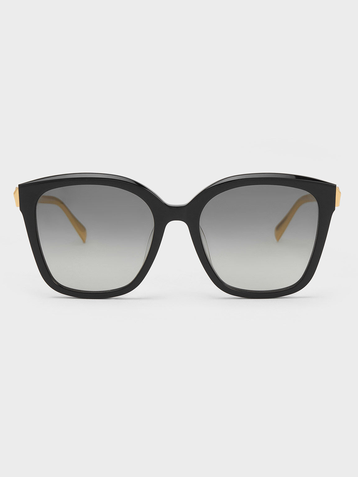 Oversized Square Acetate Sunglasses, Black, hi-res