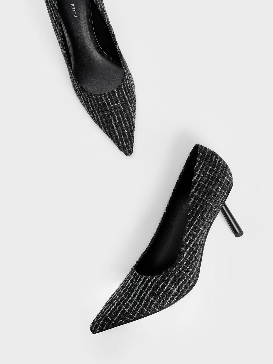 Sepatu Pumps Cylindrical Heel Tweed, Multi, hi-res