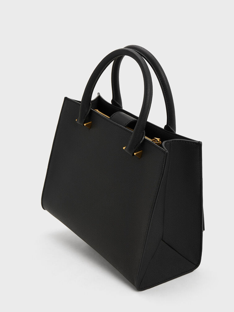 Anwen Structured Tote Bag, Black, hi-res