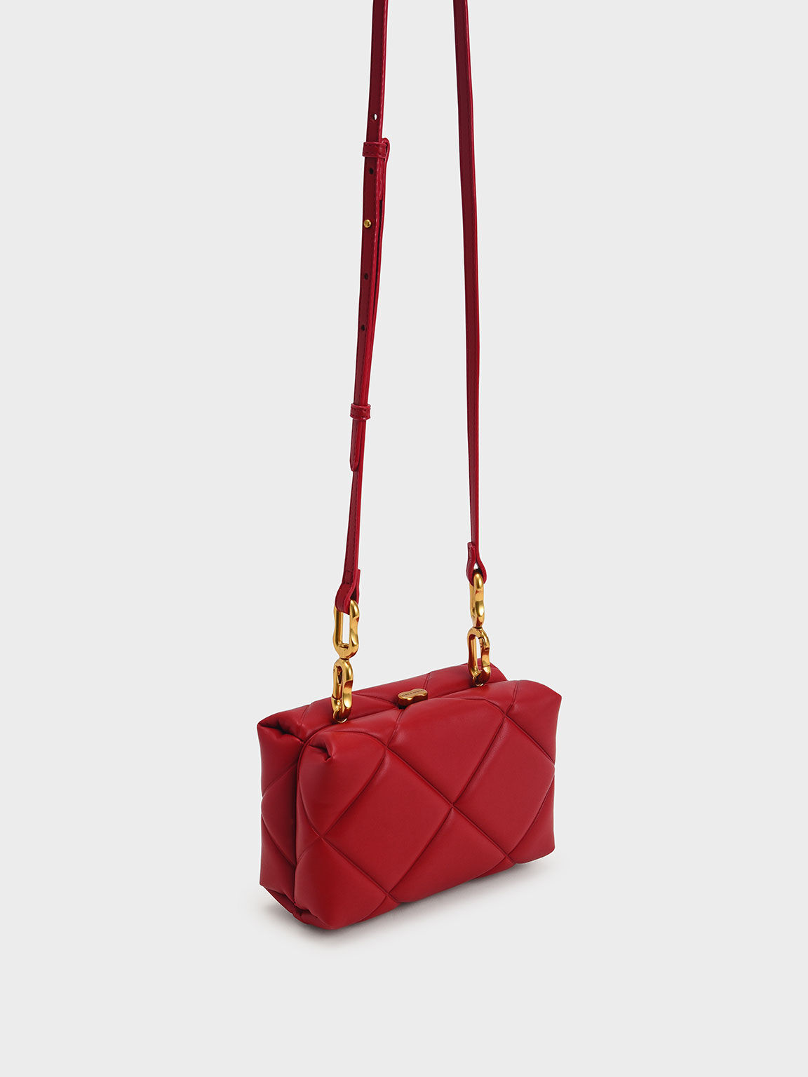 Tas Boxy Quilted Gemma Chunky Chain Handle, Red, hi-res