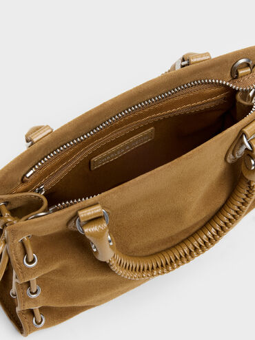 Mini Nylah Grommet Lace-Up Tote Bag, Sahara Sand, hi-res