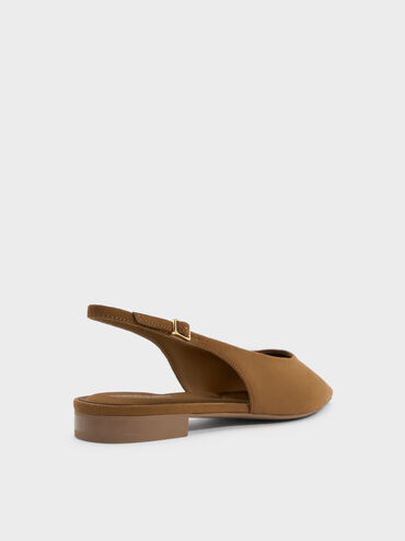 Emelia Faux Suede Slingback Flats, Camel, hi-res