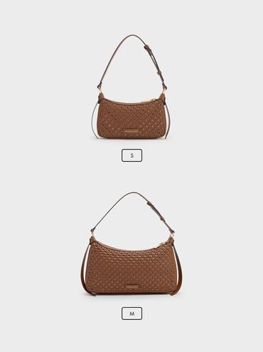 Mini Calla Woven Shoulder Bag, Chocolate, hi-res